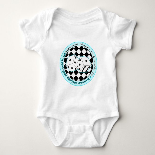 Bunco Chicks Roll With It - Blue Baby Bodysuit (Front)