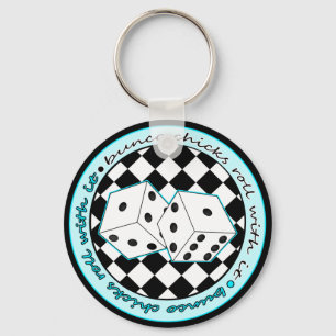 Bunco Chicks Roll With It - Blue Key Ring