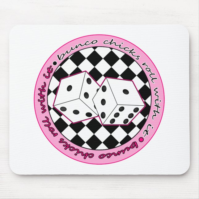 Bunco Chicks Roll With It - Pink Mouse Mat (Front)