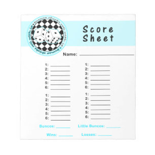 Bunco Chicks Roll with it Score Card - Blue Notepad