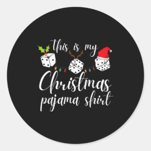 Bunco Christmas Pajama Dice Game Night  Classic Round Sticker