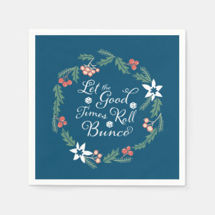 Bunco December Theme Floral Holiday Napkin
