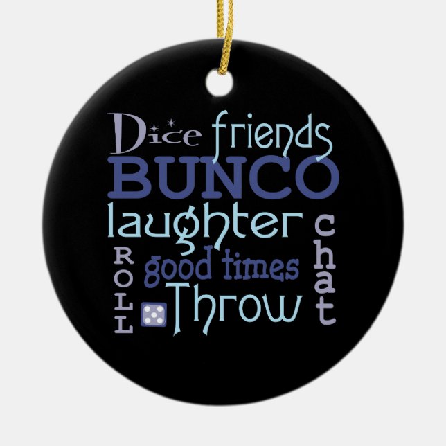 Bunco Dice Friends Good Times Ceramic Tree Decoration (Front)