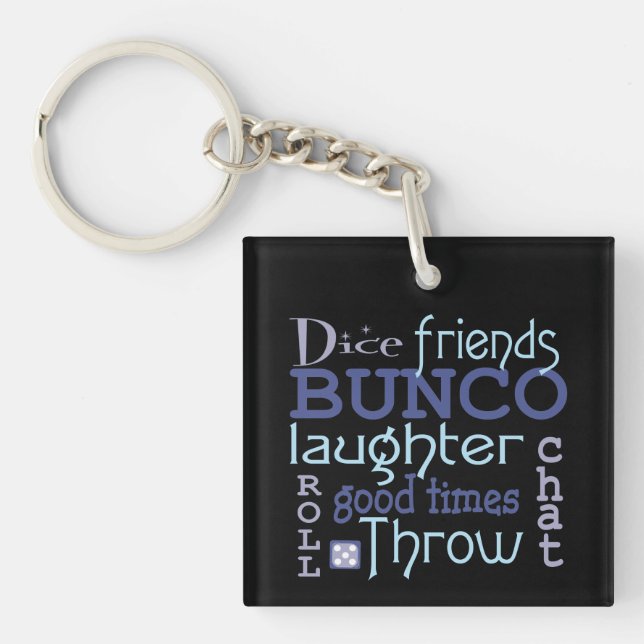 Bunco Dice Friends Modern Typography Subway Art Key Ring (Front)