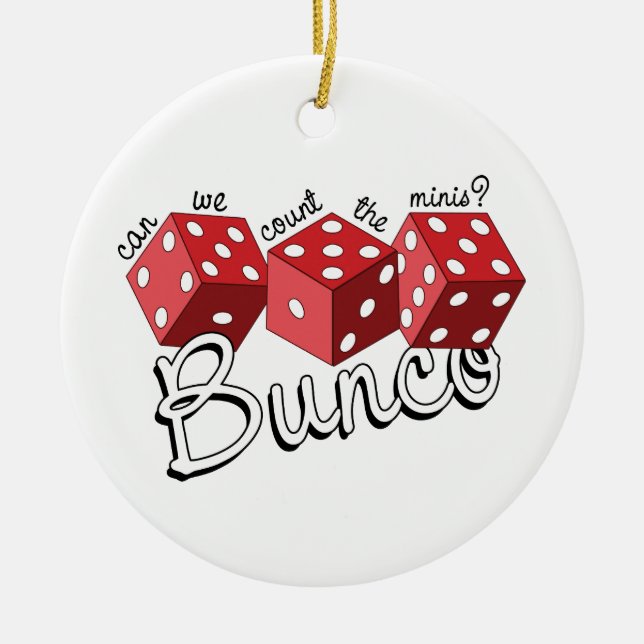 Bunco Dice Game Ceramic Tree Decoration (Front)