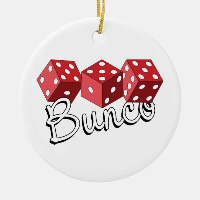 Bunco Dice Game Ceramic Tree Decoration (Front)