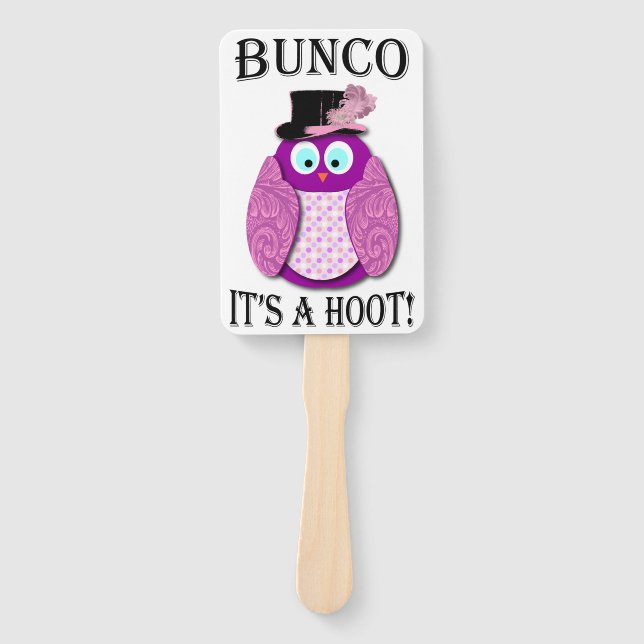 Bunco Dice Game Elegant Cute Owl Hand Fan (Front)