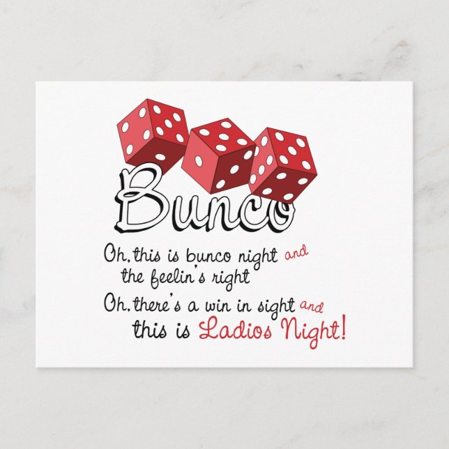 Bunco Dice Game Postcard (Front)