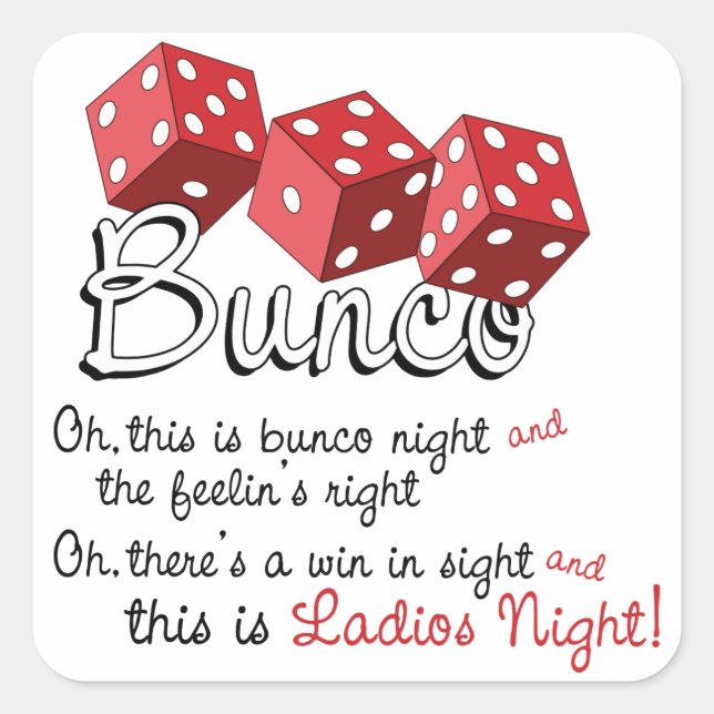 Bunco Dice Game Square Sticker (Front)