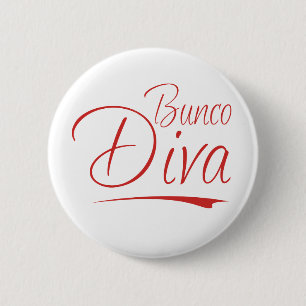 bunco diva 6 cm round badge