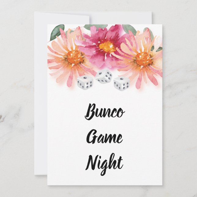 Bunco Floral Dice Game Party Invitation (Front)