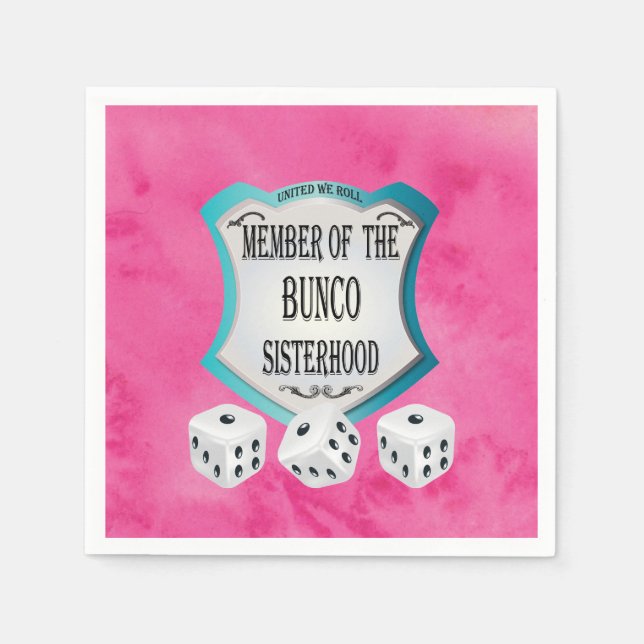 Bunco Fundraiser Pretty Pink Dice Party Napkins (Front)
