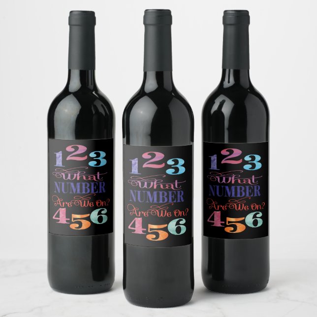 Bunco Funny What Number Are We On? Typography Wine Label (Bottles)