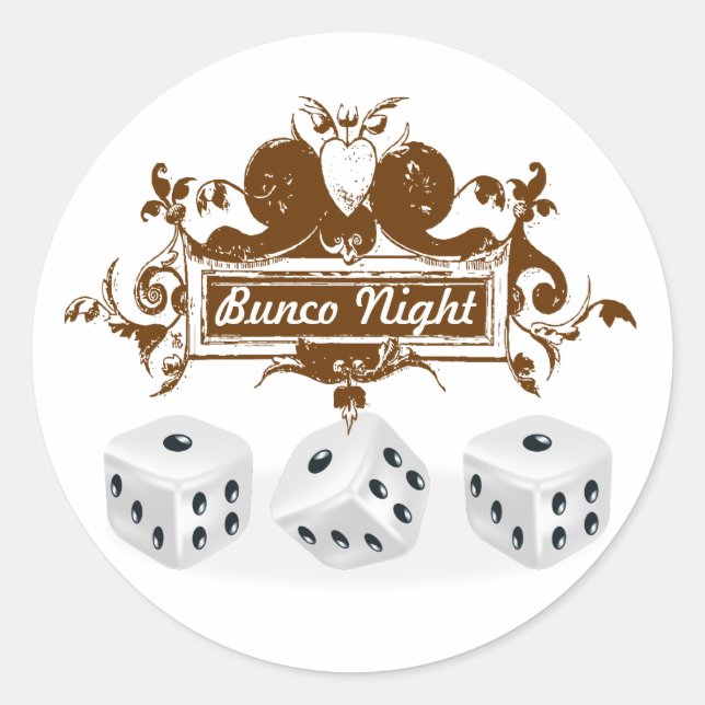 bunco game design classic round sticker (Front)
