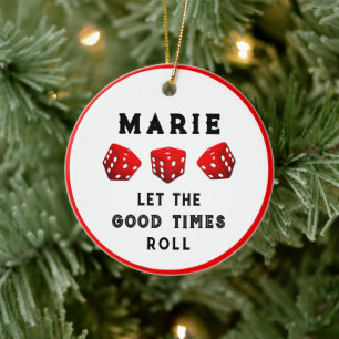 Bunco Game Night Classic Round Sticker Ceramic Tree Decoration