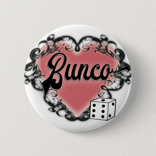 bunco girls night out heart tattoo button (Front)