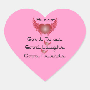 Bunco - Good Times, Laughs, Friends - Retro Heart Sticker