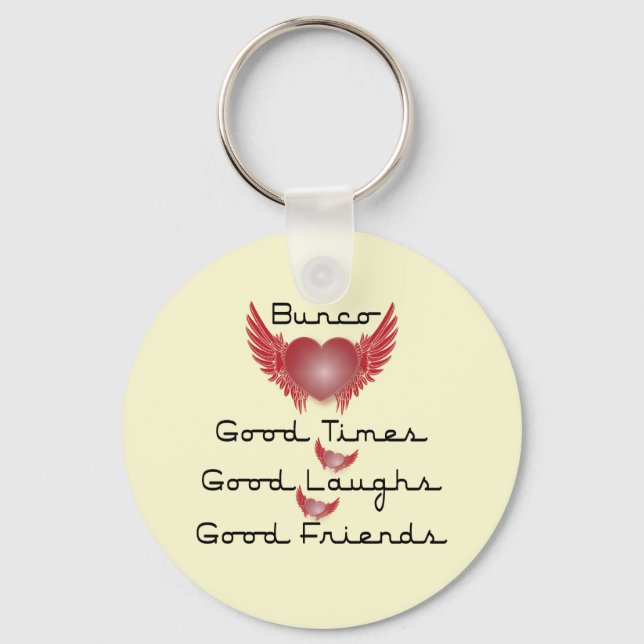 bunco good times with heart and wings key ring (Front)