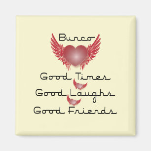 bunco good times with heart and wings magnet