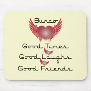 bunco good times with heart and wings mouse mat