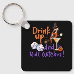 Bunco Halloween Drink Up and Roll Witches Dice Gam Key Ring