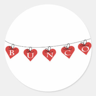 Bunco Heart Banner Classic Round Sticker