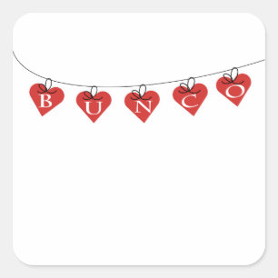 Bunco Heart Banner Square Sticker