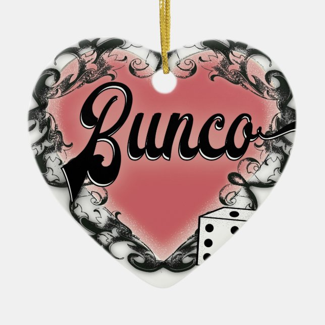 bunco heart tattoo holiday ornament (Front)