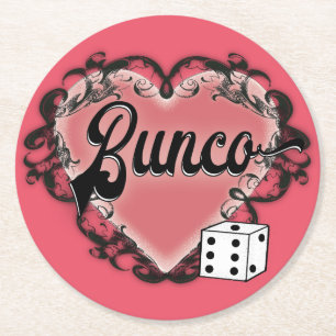 bunco heart tattoo round paper coaster