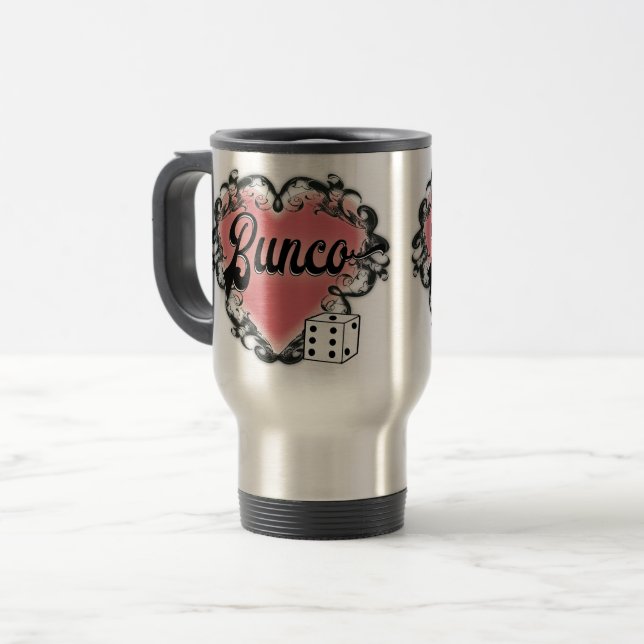 bunco heart tattoo travel mug (Front Left)