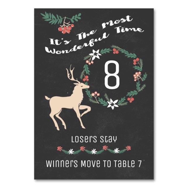 Bunco Holiday Christmas Table Eight Table Number (Front)