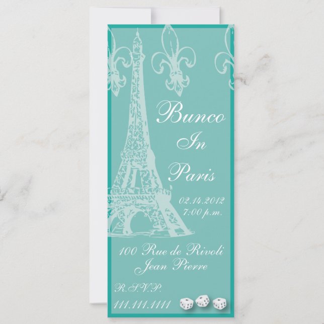 Bunco In Paris Invitation By Artinspired (Front)