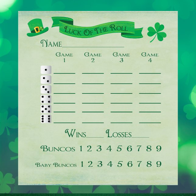 Bunco Lucky Roll Score Pad March Saint Patricks (Creator Uploaded)