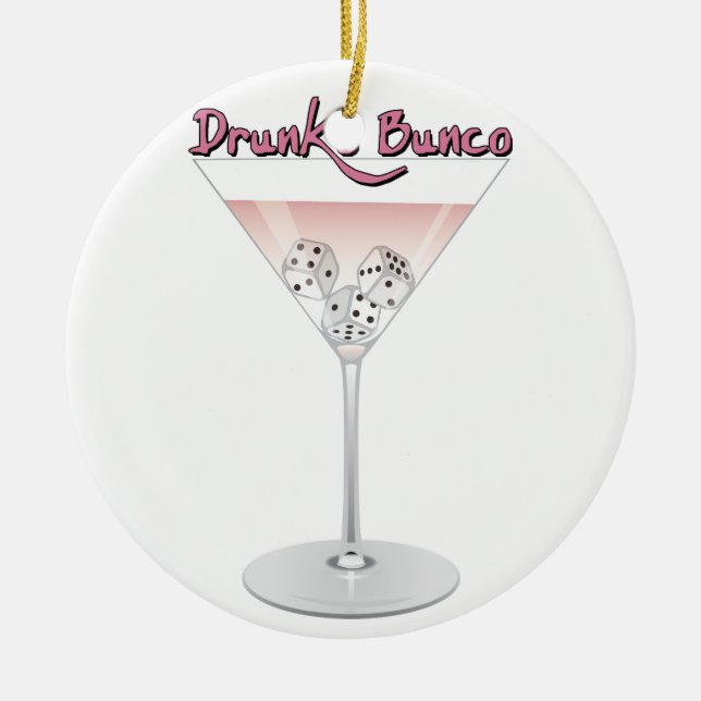 Bunco Martini Cocktail Ceramic Tree Decoration (Front)