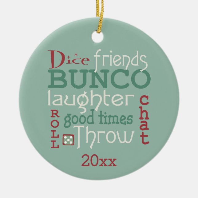 Bunco Merry Christmas Friends Ceramic Tree Decoration (Front)