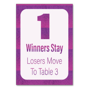 Bunco Modern Purple Stripe Table One Number