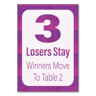 Bunco Modern Purple Stripe Table Three Number