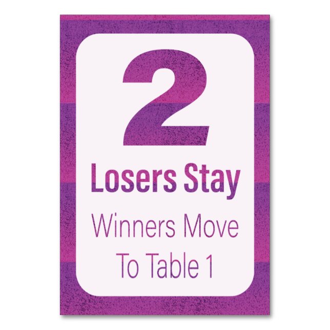 Bunco Modern Purple Stripe Table Two Number (Back)
