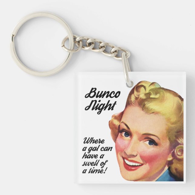 Bunco Night Funny Retro Woman Swell Of A Time Key Ring (Front)