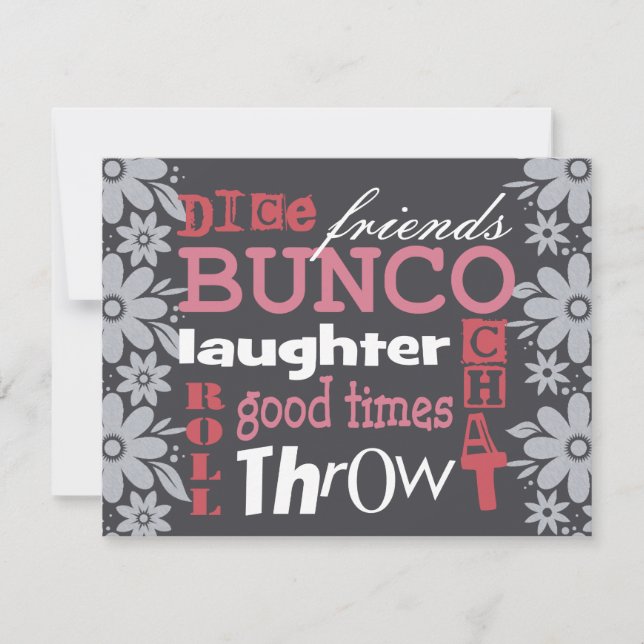 Bunco  Night Pretty Flowers Invite (Front)