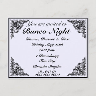Bunco Night Vintage Victorian Invitation Postcard