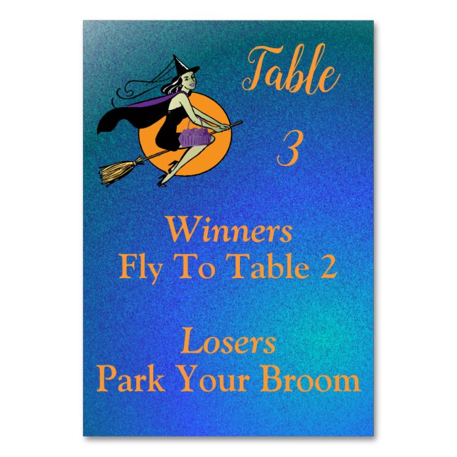 Bunco October Witch Park Your Broom 3 of 4 Table Number (Back)