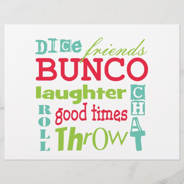 Bunco Paper Placemat (Front)