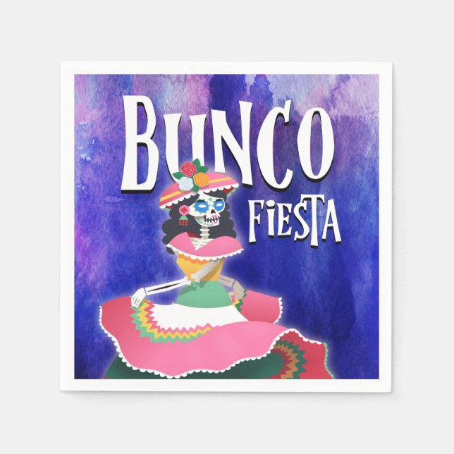 Bunco Party Fiesta Day of The Dead Skeleton Napkin (Front)