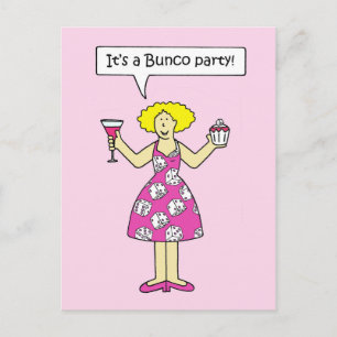 Bunco Party Invitation Cartoon Lady Postcard