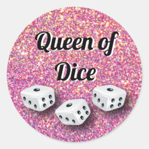 Bunco Pink Glamourous Glitter Dice Classic Round Sticker