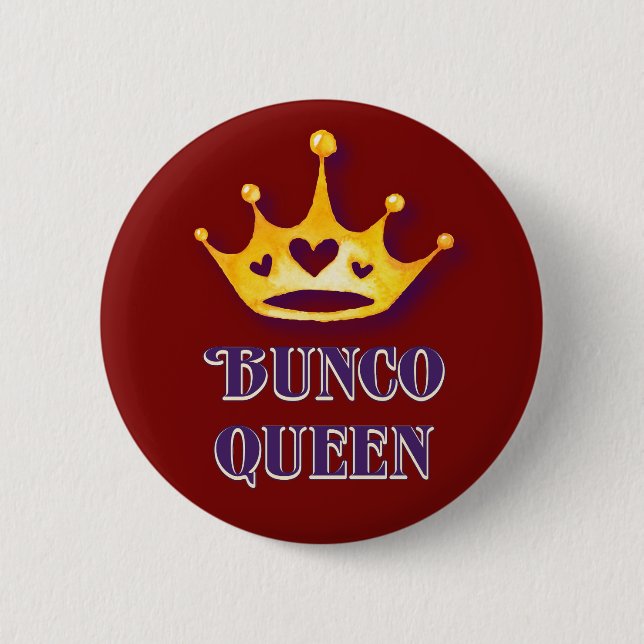 Bunco Player Bunco Queen Modern Red 6 Cm Round Badge (Front)