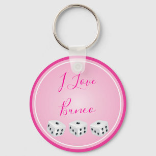 Bunco Player I Love Bunco Dice Pink Key Ring
