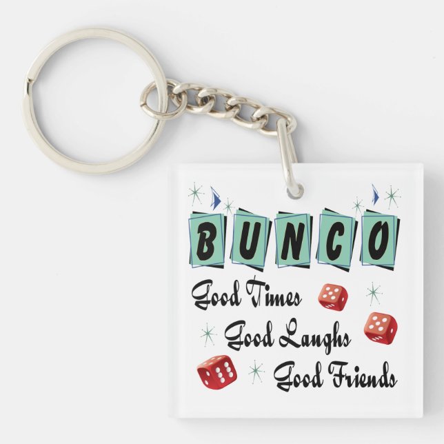 Bunco Player Retro Dice Friend Key Ring (Front)