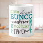 Bunco Player Typography Coffee Mug<br><div class="desc">Modern typography subway art design concept by Artinspired. Girls night out is fun when your hanging out with friends and playing the throwing dice game called Bunco.</div>